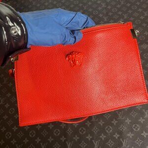 Versace La Medusa Red Shoulder Bag LEATHER